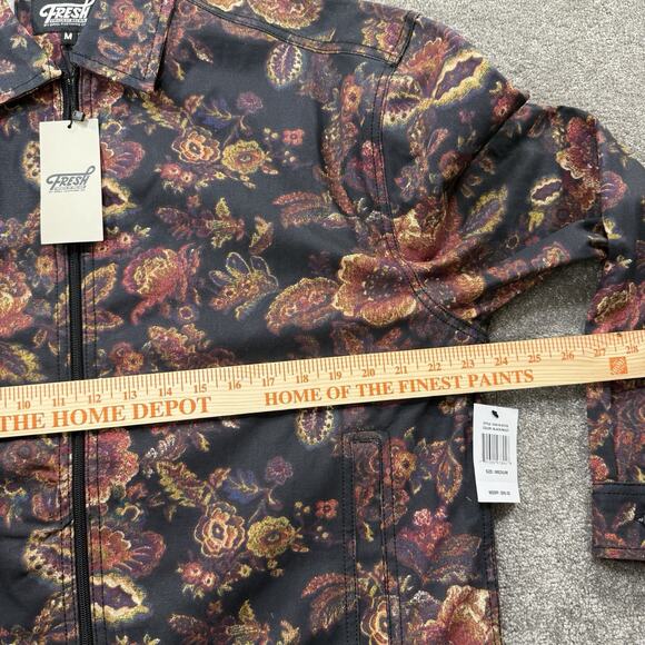 Fresh Prints of Bel-Air Floral Jacket Men M Black Multi Cotton Zip Up Streetwear - Picture 7 of 11